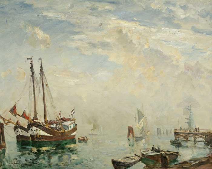 Ulrich Hubner Hafenansicht Sweden oil painting art